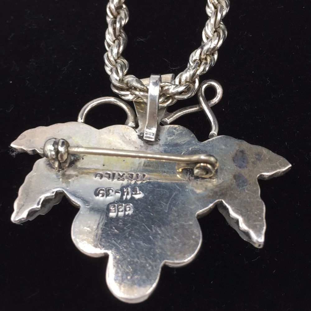 Sterling Silver Solid Rope Chain and Grape Pin - Picture 3 of 6